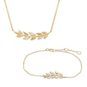 Collier et Bracelet O Leaf Or Jaune 375 Diamant