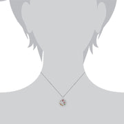 Collier et Boucles d'Oreilles Rondes Pendantes Style Rennie Mackintosh Argent 925 Topaze et Email Style Rose de Glasgow