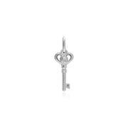 Pendentif Classique Cadenas Cœur Torsadé Argent 925 et Charms Clé Topaze Blanche