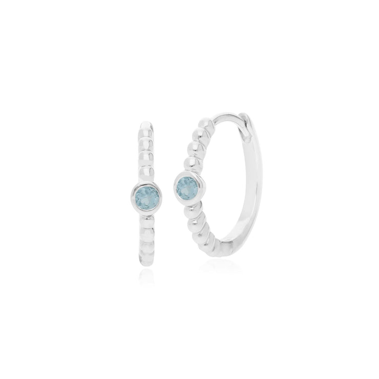 Bague et Boucles d'Oreilles Créoles Essentiel Argent 925 Aigue-Marine