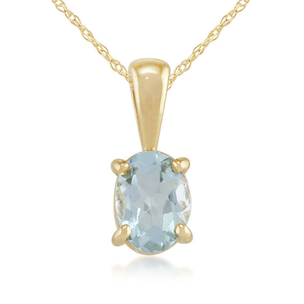 Pendentif Classique Or Jaune 375 Aigue-Marine Ovale