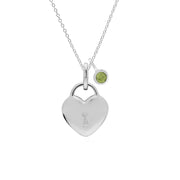 Pendentif Classique Cadenas Cœur Argent 925 et Charms Péridot
