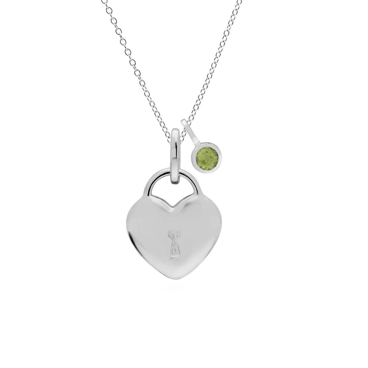 Pendentif Classique Cadenas Cœur Argent 925 et Charms Péridot