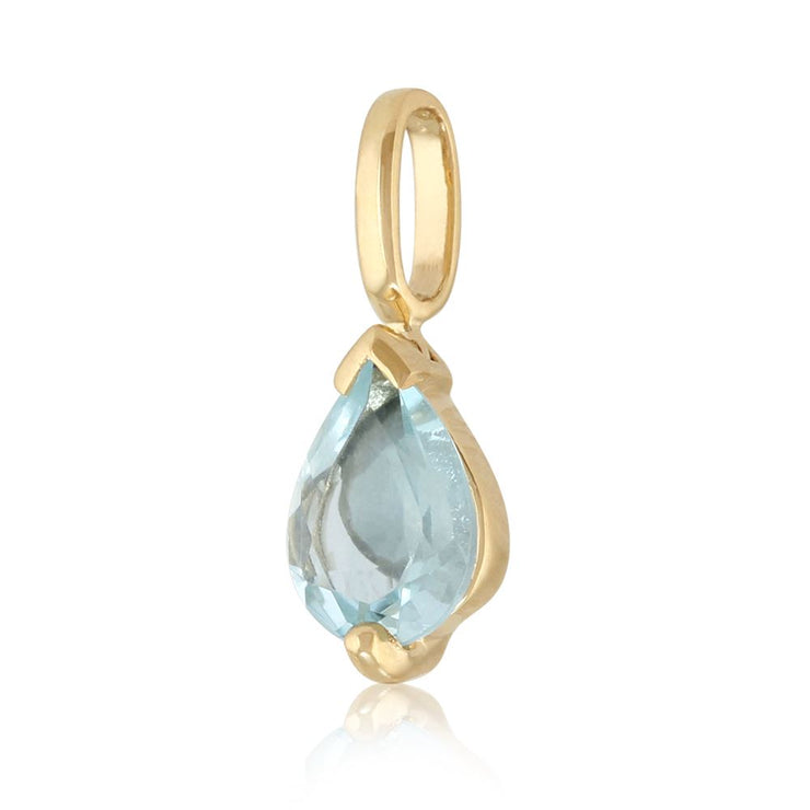 Pendentif Classique Or Jaune 375 Aigue-Marine Poire