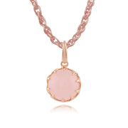 Calo' Quartz Rose Pastel Collier en 9ct Plaqué Or Rose Argent Sterling