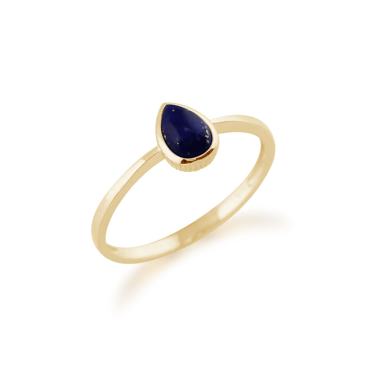 Gemondo Lapis Lazuli Bague, 9ct Or Jaune 0.35ct Lapis Lazuli Pierre Unique Poire Encadré Bague