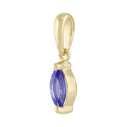 Pendentif et Boucles d'Oreilles Clou Classique Or Jaune 375 Tanzanite Marquise