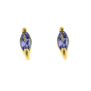 Pendentif et Boucles d'Oreilles Clou Classique Or Jaune 375 Tanzanite Marquise