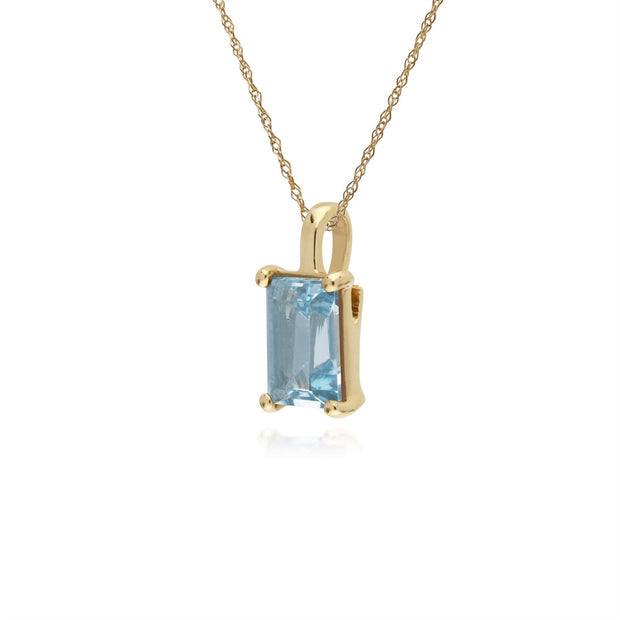 Topaze bleu collier, 9 Ct Or jaune unique pierre topaze bleue BAGUETTE 45cm Collier