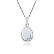 Pendentif Classique Argent 925 Magnésite cabochon oval serti clos