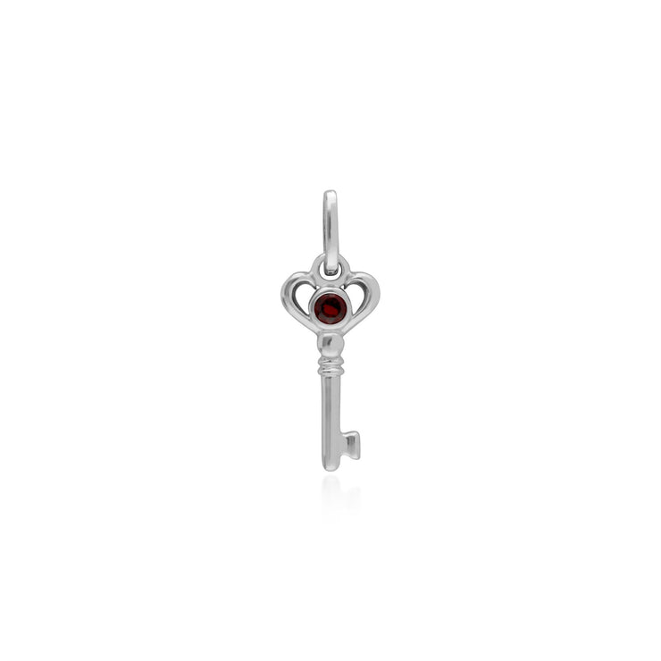 Pendentif Classique Cadenas Cœur Torsadé Argent 925 et Charms Clé Grenat