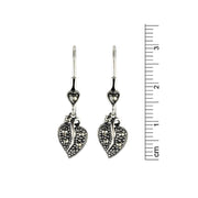 Boucles d'Oreilles Feuille Pendantes Style Art Nouveau Argent 925 marcassite Rond