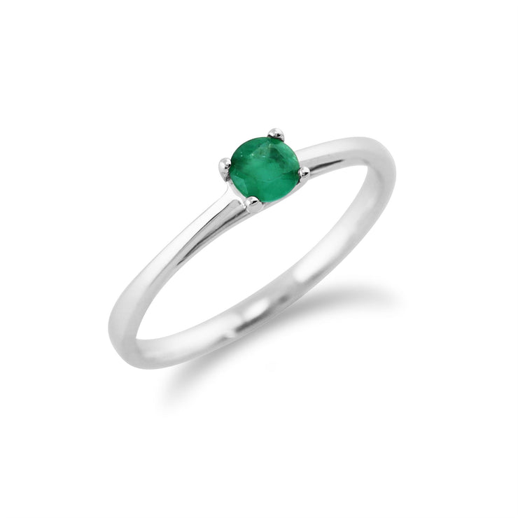 Bague Or Blanc 375 Emeraude et Diamant