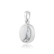 Pendentif Classique Argent 925 Magnésite cabochon oval serti clos