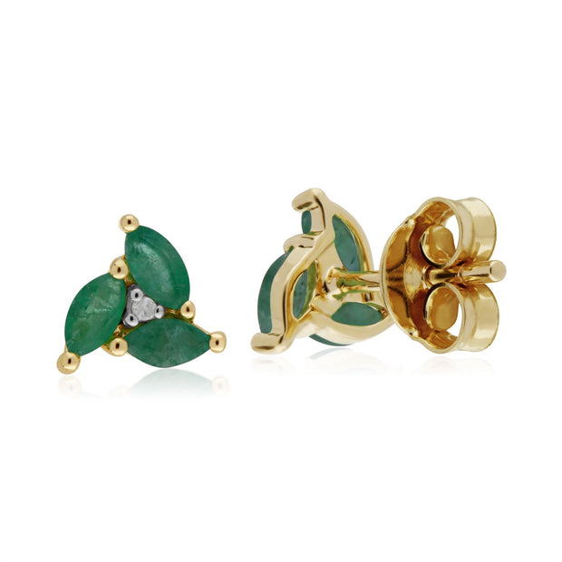 �meraude Boucles D'Oreilles, 9 CT or Jaune �maraude Marquise Grappe Boucles D'Oreilles Clous