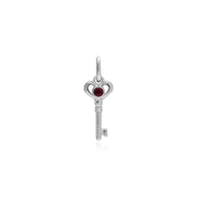 Pendentif Classique Cadenas Cœur Argent 925 et Charms Clé Rubis