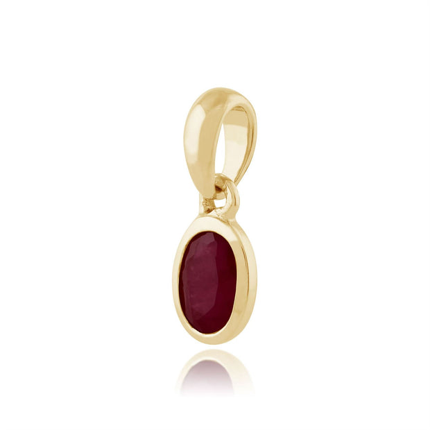 Pendentif Classique Or Jaune 375 Rubis Ovale