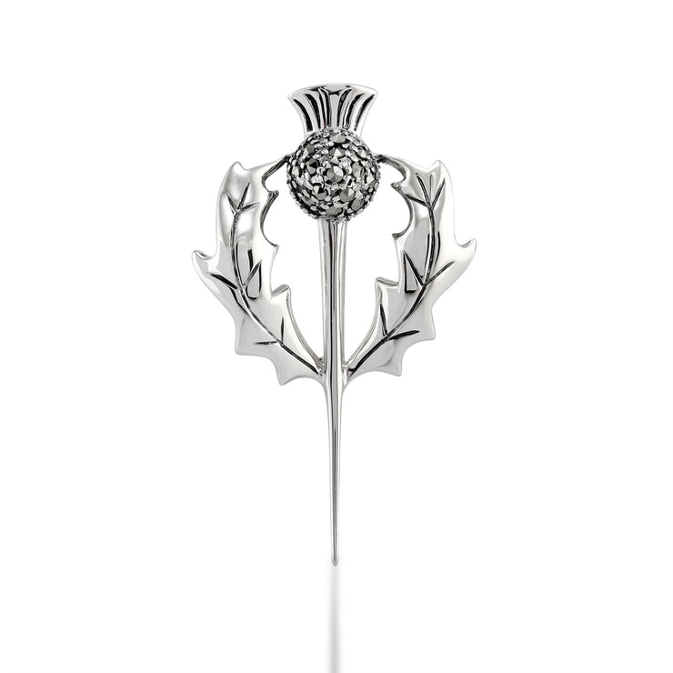 Broche Chardon Style Art Nouveau Argent 925 Marcassite