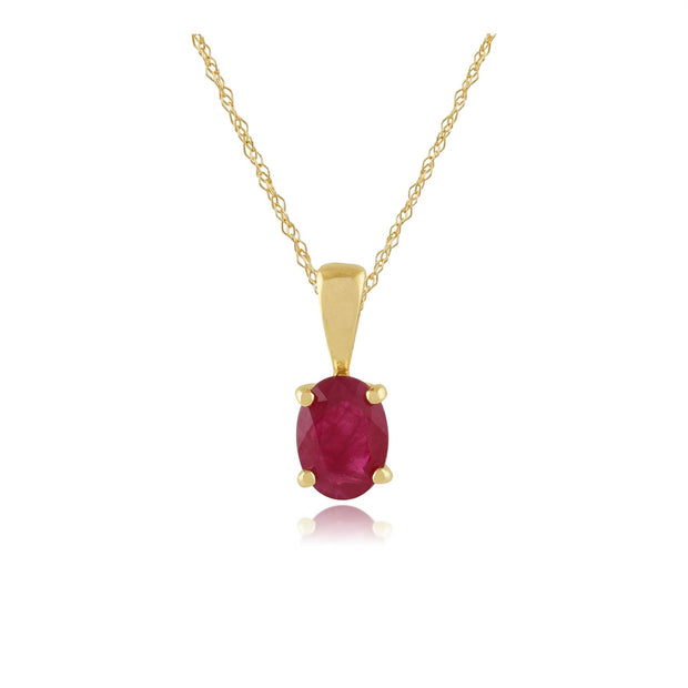 Pendentif Classique Or Jaune 375 Rubis Oval