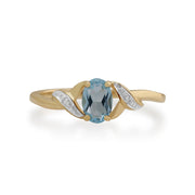 Gemondo Aigue-Marine Bague, 9ct Or Jaune 0.39ct Aigue-Marine & Bague Diamant