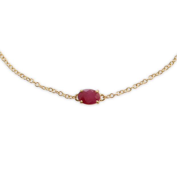 Pendentif et Bracelet Classique Or Jaune 375 Rubis Oval