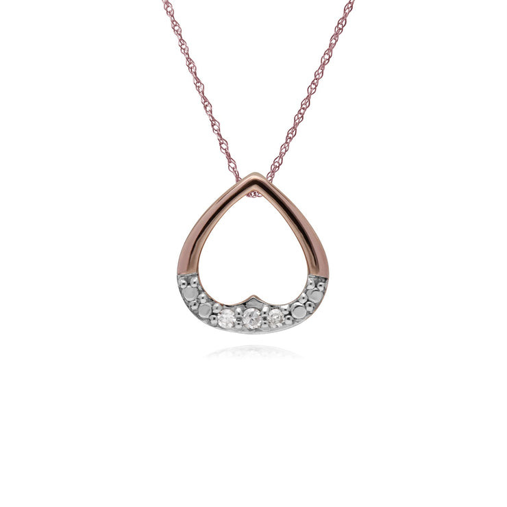 Collier Diamant, 9 CT or Rose Cœurs en Diamant Pendentif sur 45cm Chaîne