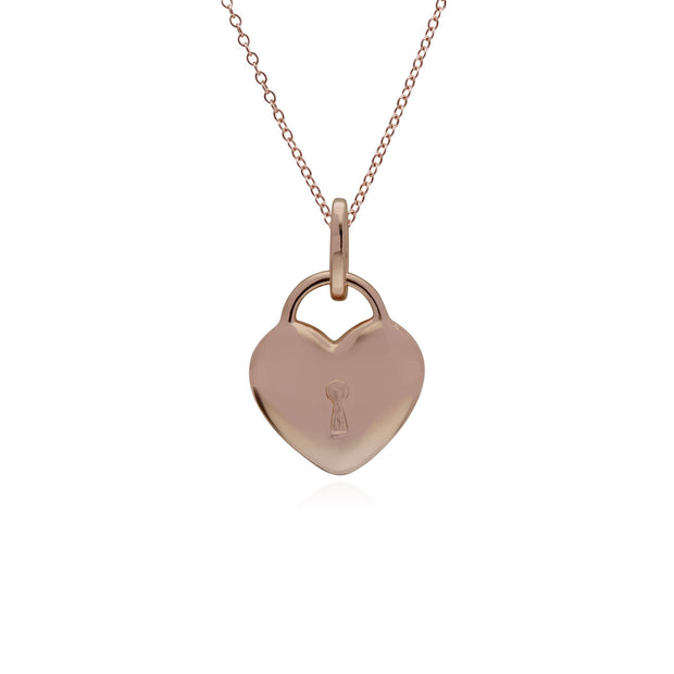 Pendentif Classique Cadenas Cœur Argent 925 Plaqué Or Rose et Charms Péridot