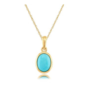 Pendentif Classique Or Jaune 375 Turquoise Cabochon