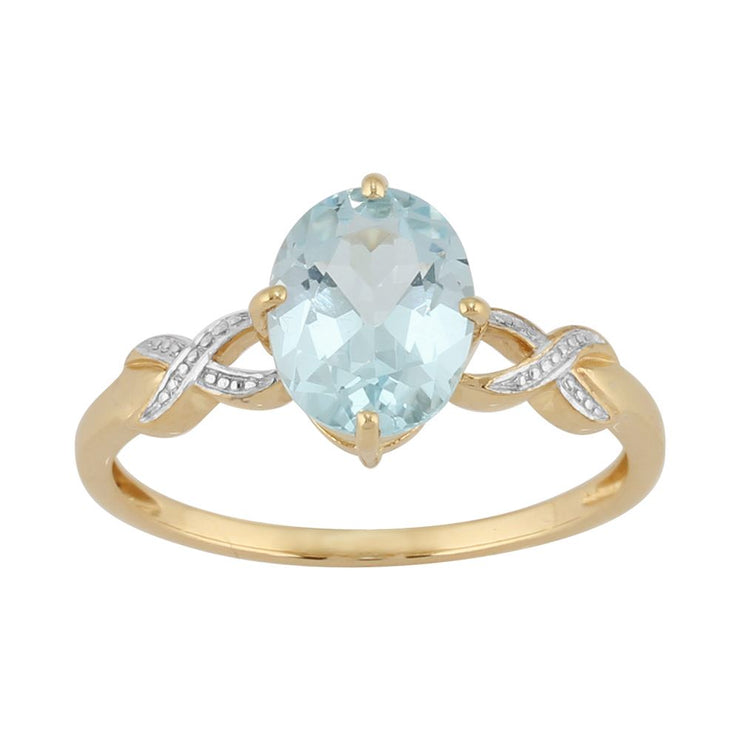 9 Ct Or Jaune 1.95ct CT Naturel Topaze bleu classique Pierre Unique Bague Style