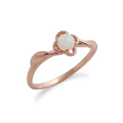 Gemondo Opale Bague, 9ct Or Rose 0.13ct Opale Bague Fleur