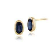 Boucles d'Oreilles Clou Classique Or Jaune 375 Saphir Bleu Clair