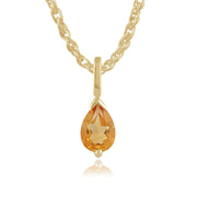 Pendentif et Boucles d'Oreilles Clou Classique Or Jaune 375 Citrine Poire