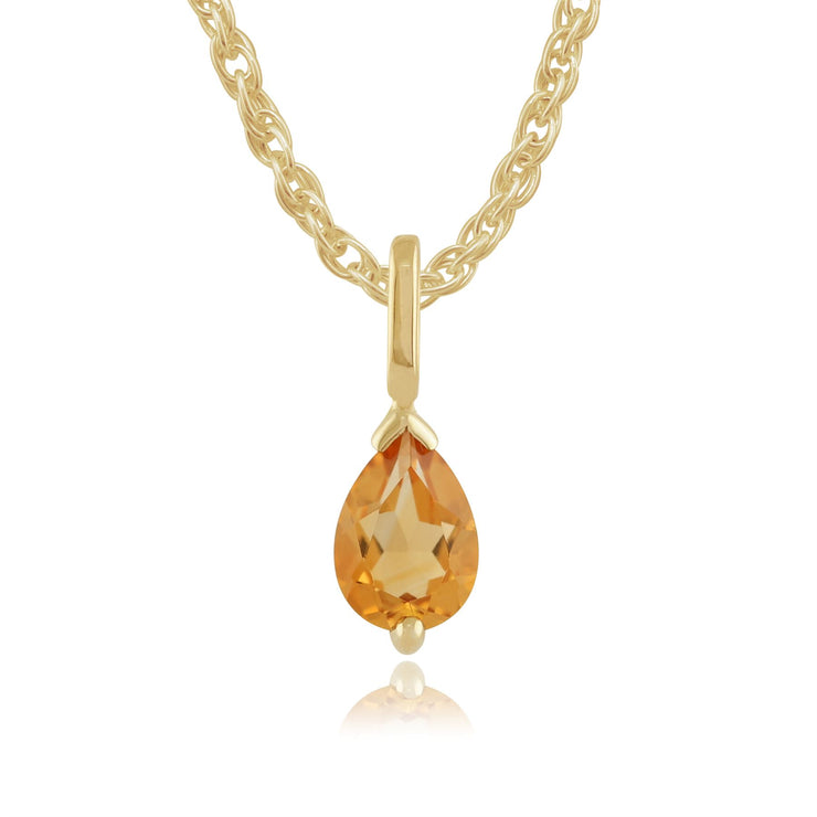 Pendentif et Boucles d'Oreilles Clou Classique Or Jaune 375 Citrine Poire