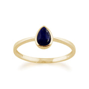 Gemondo Lapis Lazuli Bague, 9ct Or Jaune 0.35ct Lapis Lazuli Pierre Unique Poire Encadré Bague