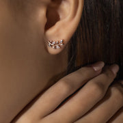 Boucles d'Oreilles O Leaf Or Rose 375 Diamant