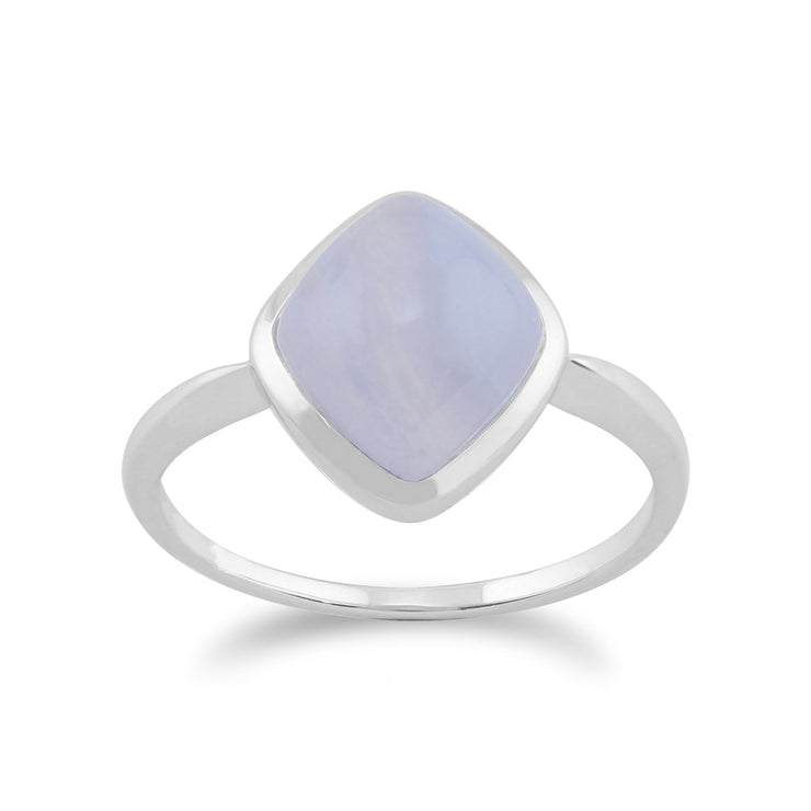 Gemondo Dentelle Bleue Agate Bague, 925 Sterling Silver 3.10ct Dentelle Bleue Agate Bague