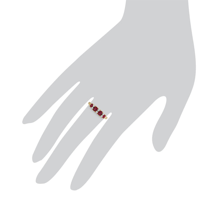 Gemondo Bague Rubis, 9ct Or Jaune 0.68ct Rubis & Diamant Bague Mi-éternité