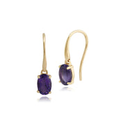 Bracelet et Boucles d'Oreilles Pendantes Classique Or Jaune 375 Améthyste Ovale