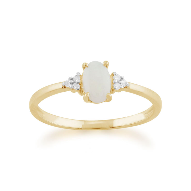 gemondo Opale Bague, 9 Ct Or Jaune 0.29ct ct Opale & diamant bague