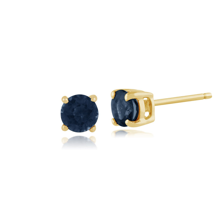 Boucles d'Oreilles Clou Saphir Classique Or Jaune 375 et Ear-Jacket Carré Diamant