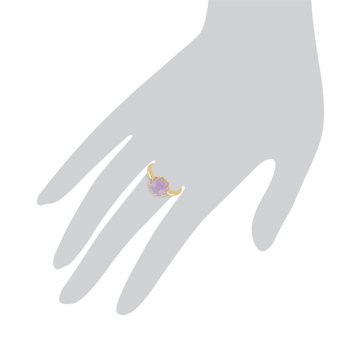 Gemondo' Calo' Jade Lavande Pastel Bague en 9ct or Jaune Plaqué Argent