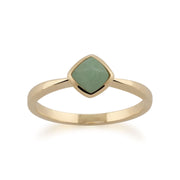 gemondo jade bague, 9 Ct Or jaune coussin vert jade bague - Jade