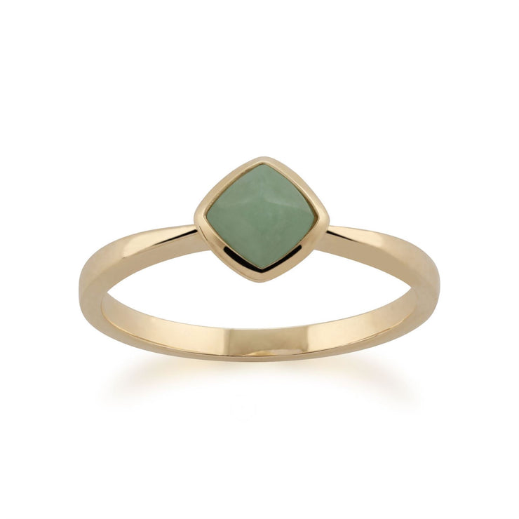 gemondo jade bague, 9 Ct Or jaune coussin vert jade bague - Jade