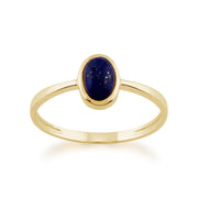 Pendentif et Bague Solitaire Classique Or Jaune 375 Lapis Lazuli oval Sertis Clos